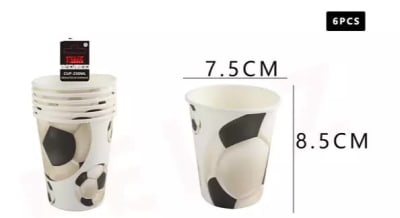VASO DE CARTON 6 PCS FUTBOL 250 ML 6058671