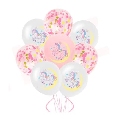 GLOBOS UNICORNIO Y CHALLAS 8 PCS 6062211