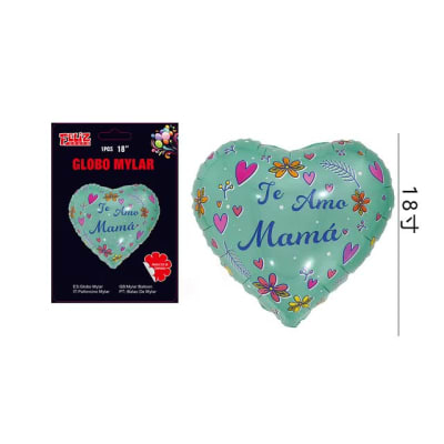 GLOBO TE AMO MAMÂ CORAZÓN VERDE 46 CM 6073131