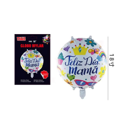 GLOBO FELIZ DIA MAMÂ REDONDO BLANCO 46 CM 6073191