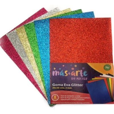 GOMA EVA GLITTER X 10 UNID. 20X30CM. SURTIDO MAS ARTE 647071