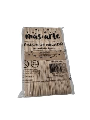 PALO DE HELADO JUMBO NATURAL 50 UNID. MAS ARTE 74501