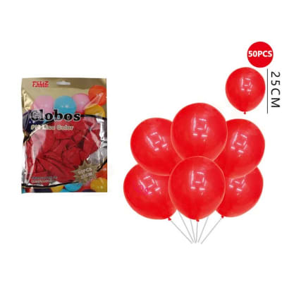 GLOBO ROJO 50 PCS 25 CM N°10 LATEX FELIZ GRUPO 6078451
