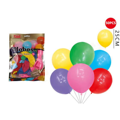 GLOBO SURTIDO 50 PCS 25 CM N°10 LATEX FELIZ GRUPO 6078561