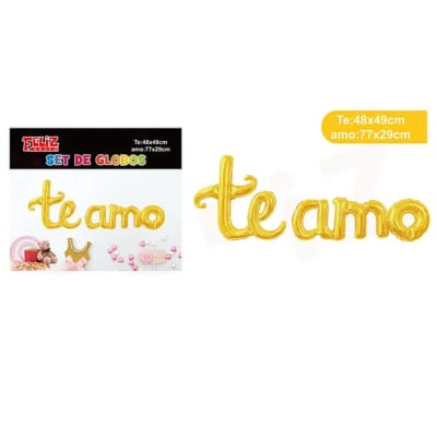 GLOBO TE AMO DORADO METALICO 2PCS FELIZ GRUPO 6078801