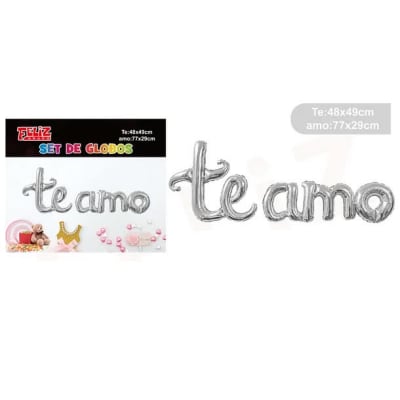GLOBO TE AMO PLATEADO METALICO 2PCS FELIZ GRUPO 6078811