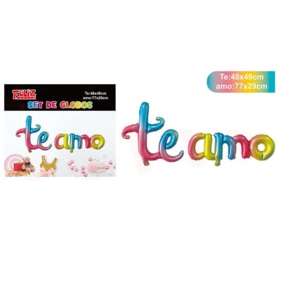 GLOBO TE AMO MULTICOLOR METALICO 2PCS FELIZ GRUPO 6078831