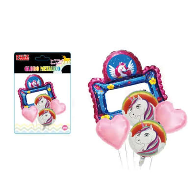 GLOBO 5PCS UNICORNIO CON MARCO SELFI METALIZADO 6079581