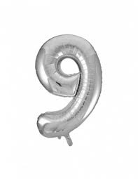 GLOBO N° 9 COLOR PLATEADO 46 CM HELIO O AIRE1