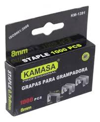 CORCHETES GRAPAS PARA GRAPADORAS 1000 PZAS 8MM KAMASA TN04621