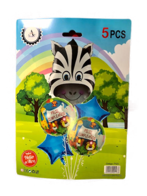 SET 5 GLOBOS FELIZ CUMPLEAÑOS CEBRA1