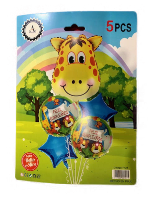 SET 5 GLOBOS FELIZ CUMPLEAÑOS JIRAFA1