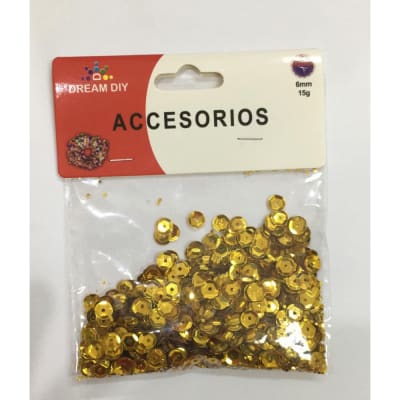 LENTEJUELA REDONDA DORADA BALSA 15 GRS 6 MM DREAM DIY 202261