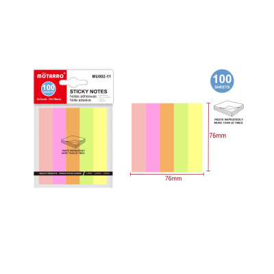 NOTAS ADHESIVAS 2.5X7.6 5 COLORES 100 HJS MOTARRO MU002-111