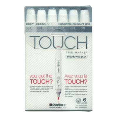 SET TOUCH BRUSH 6 COLOES GRIS DOBLE PUNTA BIS/PINCEL 12006043
