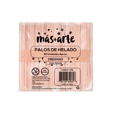 PALOS DE HELADO NATURAL 50 UNID. DELGADO 74481