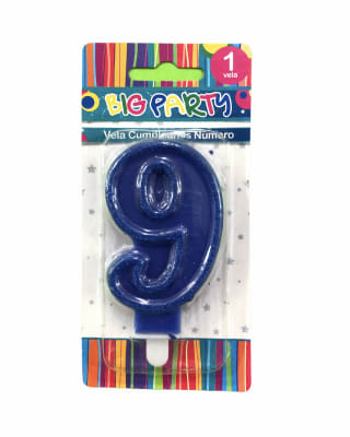 VELA DE CUMPLEAÑOS N° 9 8CM BIG PARTY1