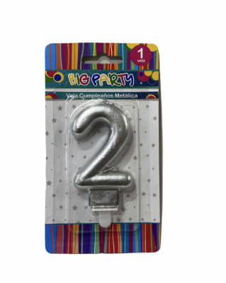 VELA DE CUMPLEAÑOS N° 2 8CM METALIZADA BIG PARTY1