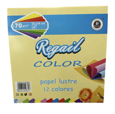 PAPEL LUSTRE FAJO 10X10 CM.24 HJAS REGAIL 26342