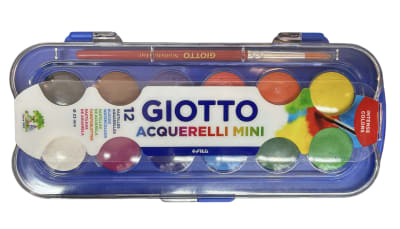 ACUARELA 12 COLORES GIOTTO + PINCEL ACQUERELLE MINI 23MM  3523001
