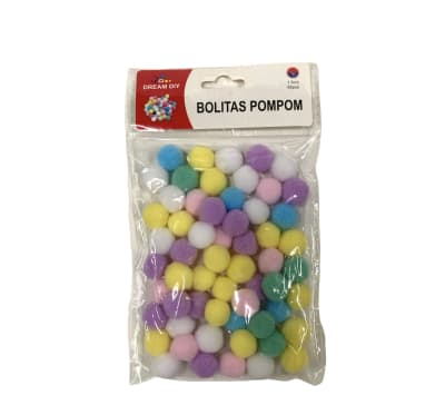 POMPONES CHICOS COLORES PASTEL 60 UNID. 1.5 CM DREAM DIY 249151