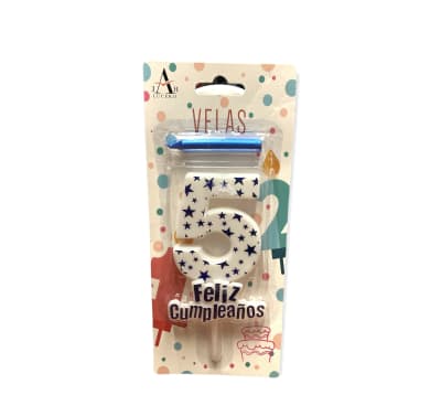 VELA FELIZ CUMPLEAÑOS N°5 PLASTICA 10 CM F3452