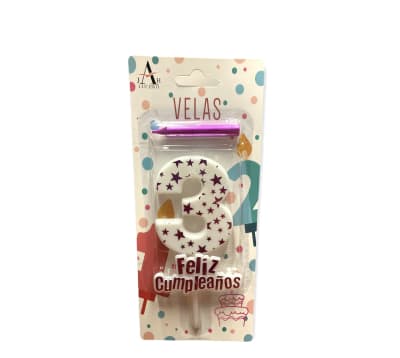 VELA FELIZ CUMPLEAÑOS N°3 PLASTICA 10 CM F3431