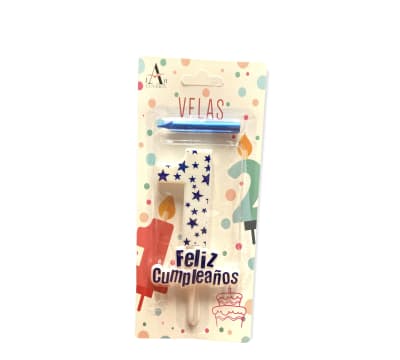 VELA FELIZ CUMPLEAÑOS N°1 PLASTICA 10 CM F3412