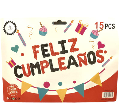 GLOBOS 15 UNID. FELIZ CUMPLEAÑOS F1831