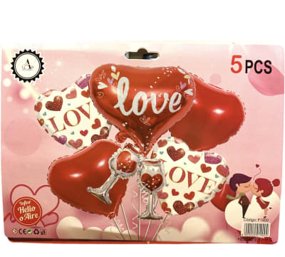 GLOBOS 5 UNID. LOVE CORAZON F19001
