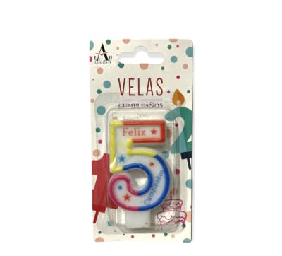 VELA FELIZ CUMPLEAÑOS N°5 6CM F3251