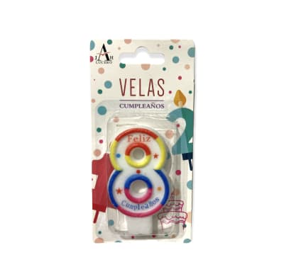 VELA FELIZ CUMPLEAÑOS N°8 6CM F3281