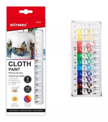 PINTURA DE TELA 12 COLORES 6 ML MOTARRO MP0521