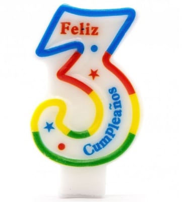 VELA FELIZ CUMPLEAÑOS N°3 6CM F3231