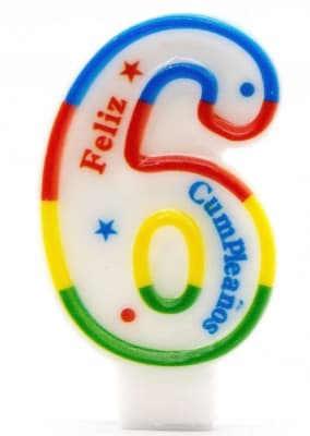 VELA FELIZ CUMPLEAÑOS N°6 6CM F3261