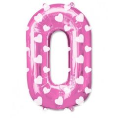 GLOBO N° 0 ROSADO C/CORAZON 46 CM HELIO O AIRE