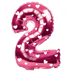 GLOBO N° 2 81 CM METALICO ROSADO/CORAZONES HELIO O AIRE BIG PARTY