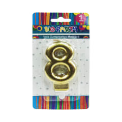 VELA DE CUMPLEAÑOS N° 8 8CM METALIZADA BIG PARTY