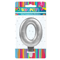 VELA DE CUMPLEAÑOS N° 0 8CM METALIZADA BIG PARTY