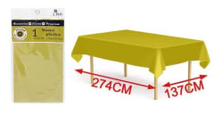 MANTEL PLASTICO DORADO 137X274 CM 51835