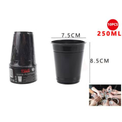 VASO PLASTICO NEGRO 250ML 10PSC 8.5CM ALTO FELIZ 605809