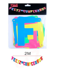 BANDERIN FELIZ CUMPLEAÑOS FLUOR 15 PCS 600385
