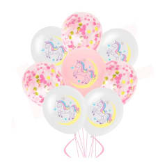 GLOBOS UNICORNIO Y CHALLAS 8 PCS 606221