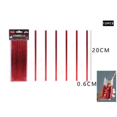 BOMBILLA ROJA METALIZADA 12 PSC 20CM CARTON FELIZ 612928