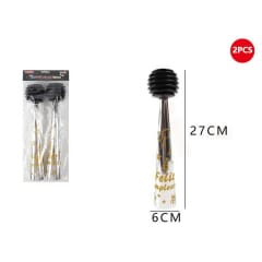 BUBUZELAS NEGRA/DORADO FELIZ CUMPLEAÑOZ 2 PCS 614128