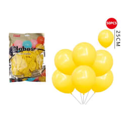 GLOBO AMARILLO 50 PC 25 CM N°10 LATEX FELIZ GRUPO 607848