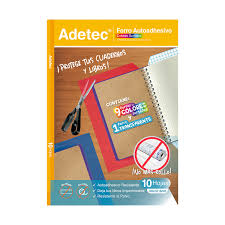 FORRO AUTOADHESIVO COLORES 10 HOJAS 50X36CM ADETEC 034645 3464