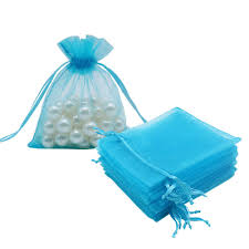 BOLSA ORGANZA (JOYAS) AZUL 10X15 CM 5 PCS ME069-4