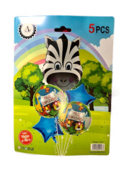 SET 5 GLOBOS FELIZ CUMPLEAÑOS CEBRA