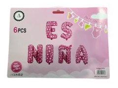 SET 6 GLOBOS ES NIÑA